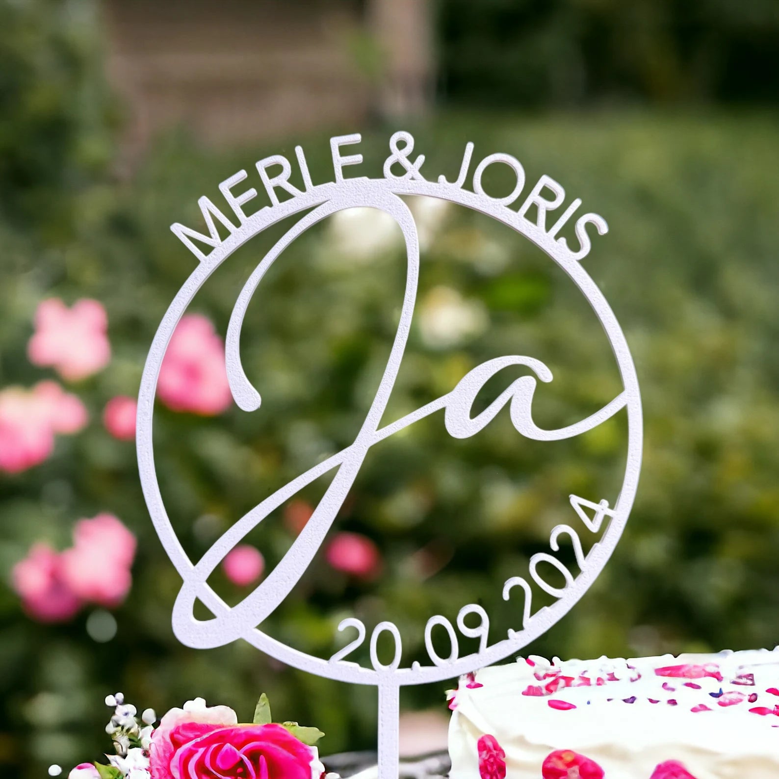 Caketopper Ja - personalisiert mit Namen und Datum